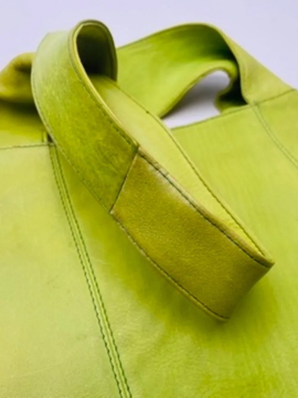SABINA New York Real Leather Ergonomic Hobo Shoulder Bag Lime Green Chartreuse
